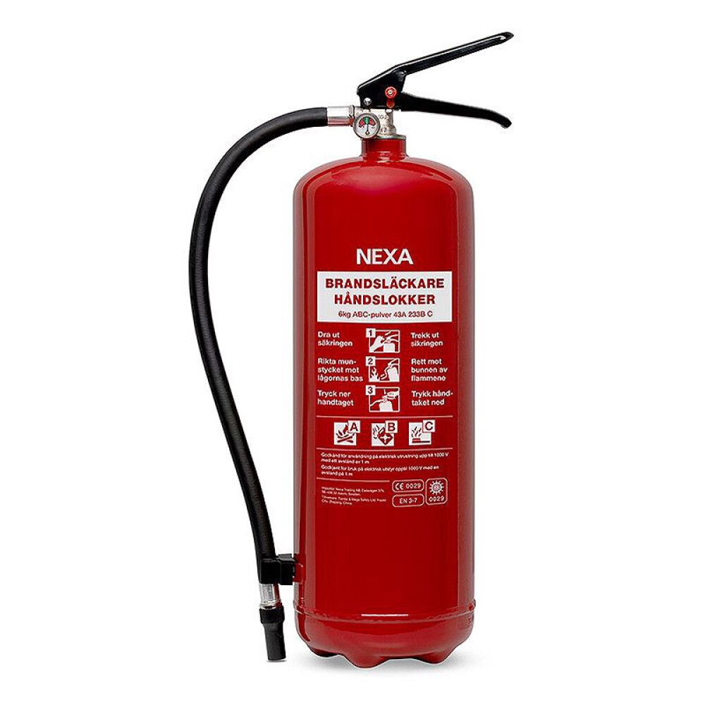 Röd brandsläckare på 6 kg